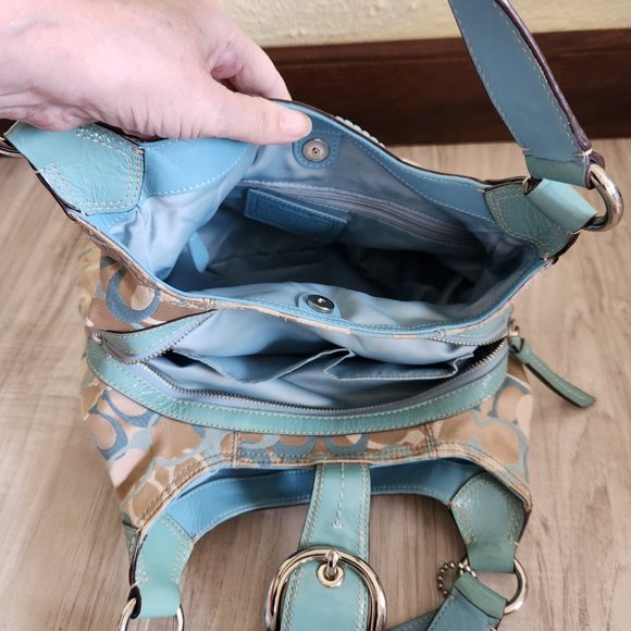 Coach Soho Lynn Signature Optic Shoulder Bag Hobo - Picture 12 of 13